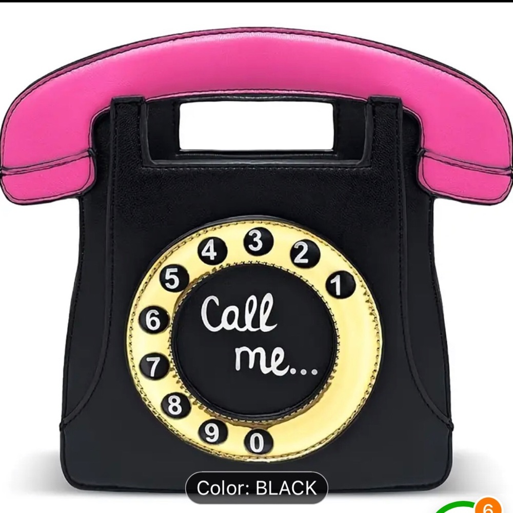Retro Telephone Handbag in Black and Pink purple  white